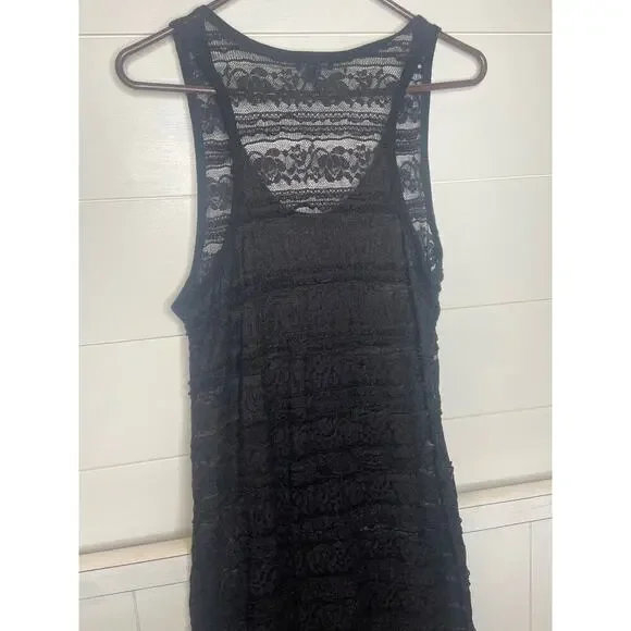 ❤️ Forever- Sheer Black Floral Cover Up Dress Size XL Nylon/Spandex - Picture 3 of 4